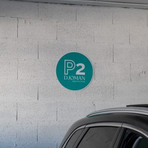 Sticker mural pour parking circulaire posé dans le garage Djoman Nettoyage à Vénissieux.