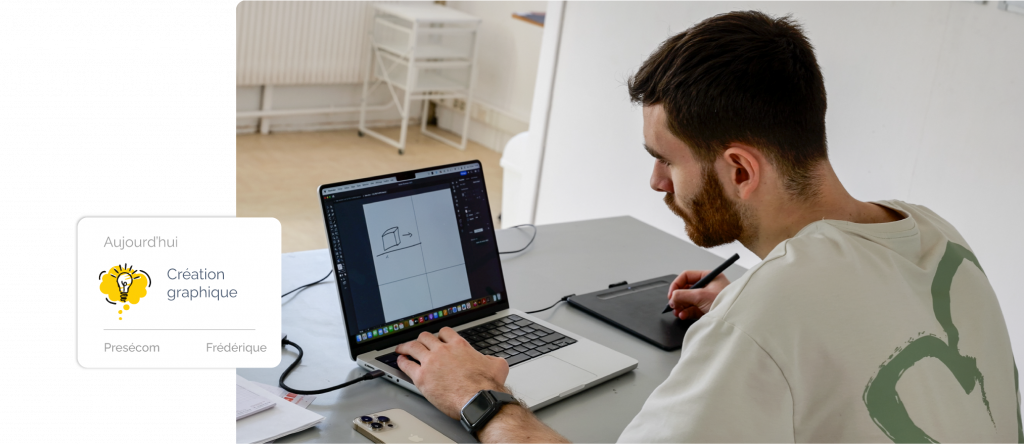 Conception graphique : Création du Bon à Tirer (BAT) après prise de cotes précise sur site.